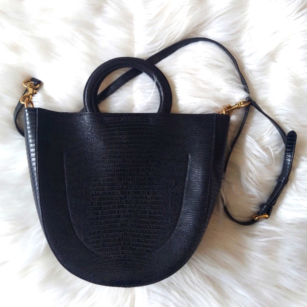 NWOT Banana Republic Black Hard Shell Crossbody Purse Gator Effect